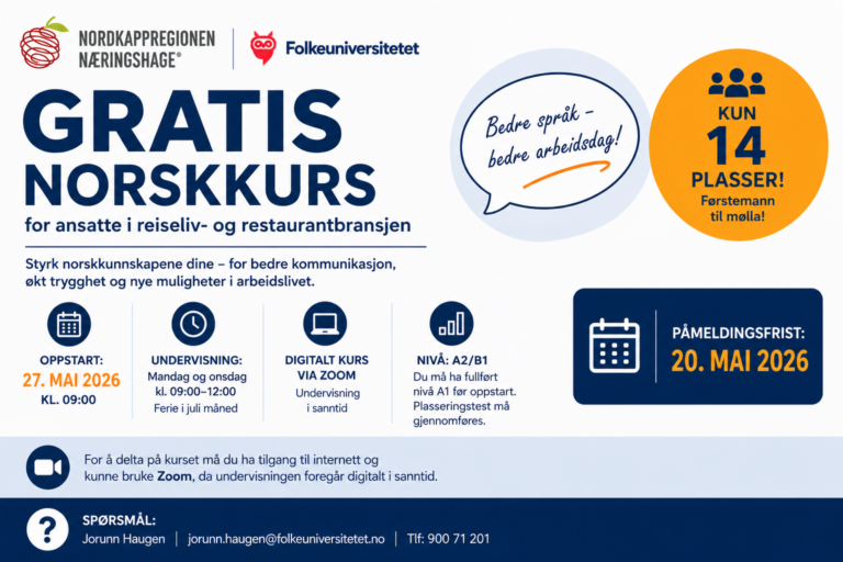 Gratis norskkurs for ansatte i reiseliv- og restaurantbransjen